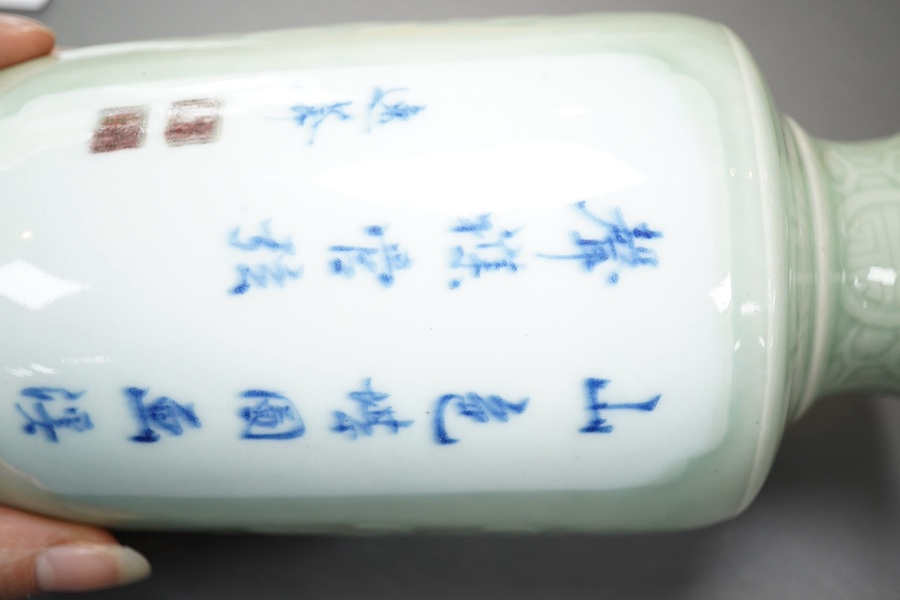 A Chinese celadon glazed landscape vase, 19th century